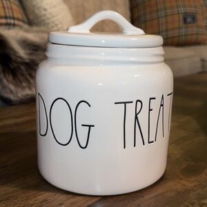 Rae Dunn Artisan Magenta White Ceramic Pet Jar ‘Dog Treats’ Canister